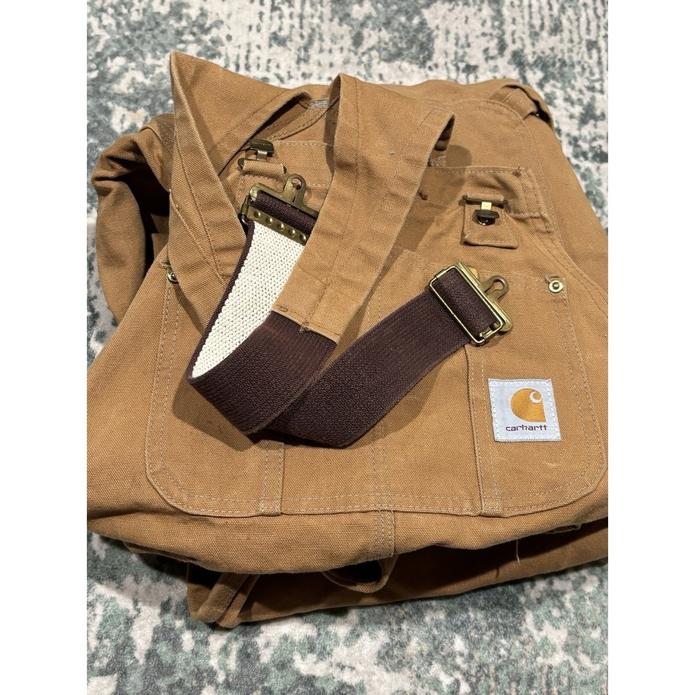 Vtg 2004 Carhartt R01 BRN Double Knee Bib Overalls Made In USA Union 38x30 Brown